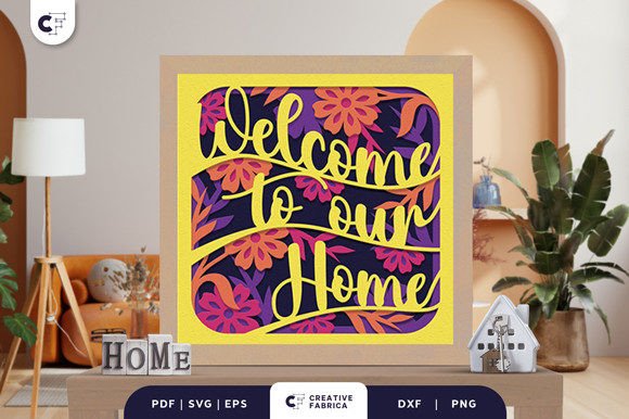 3D Paper Cut Welcome Sign Light Box