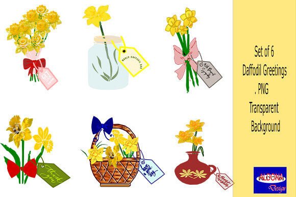 A Set of 6 Daffodils Greetings