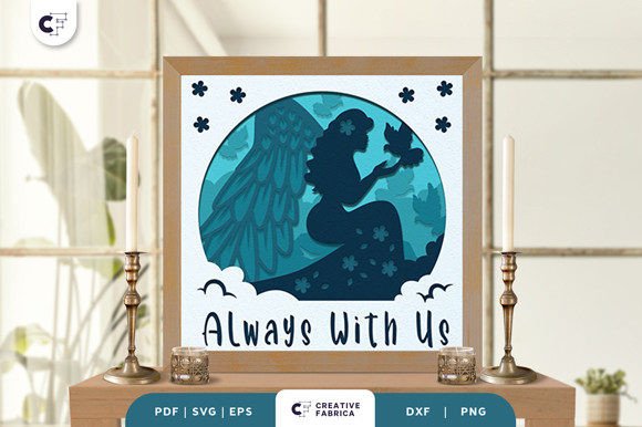 Angel with Dove 3D Shadow Box SVG