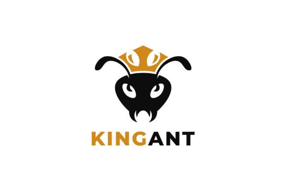 Ant with a Crown Logo Vector Design