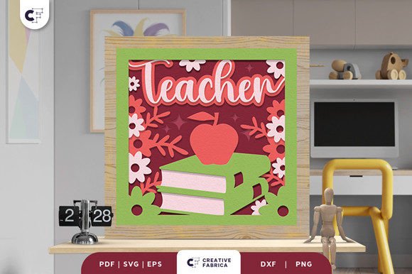 Apple Teacher’s Day Shadow Box Paper Cut