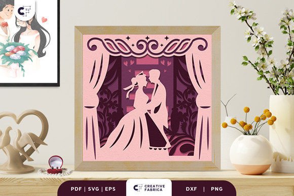 Bride and Groom 3D Layered Paper Cut SVG