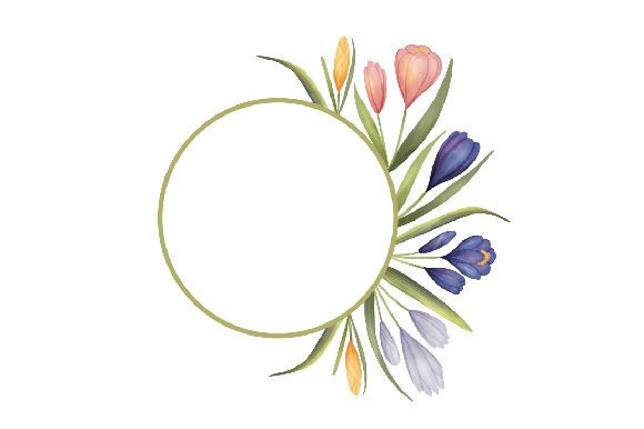 Crocuses - Watercolor Floral Frame