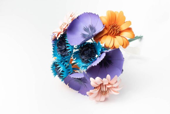Dahlias, Cosmos, and Cornflowers 3D Bouquet