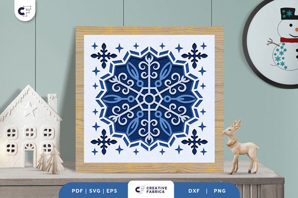 Decorative Intricate Snowflake 3D SVG