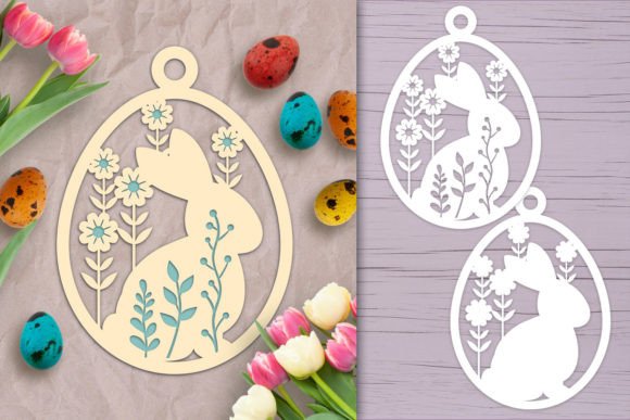 Easter Egg with Bunny Layered SVG