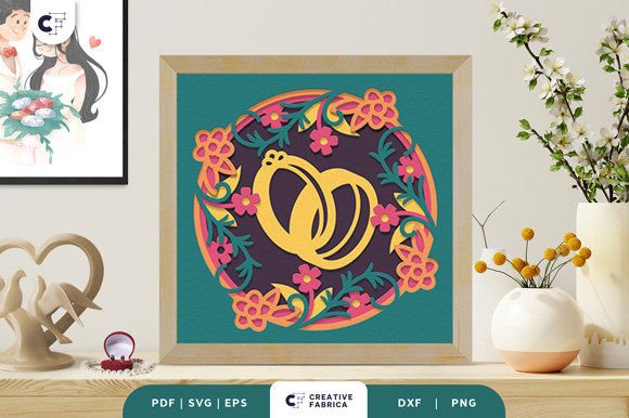 Entwined Gold Rings 3D Shadow Box SVG