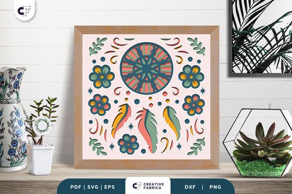 Floral Dreamcatcher 3D Light Box SVG