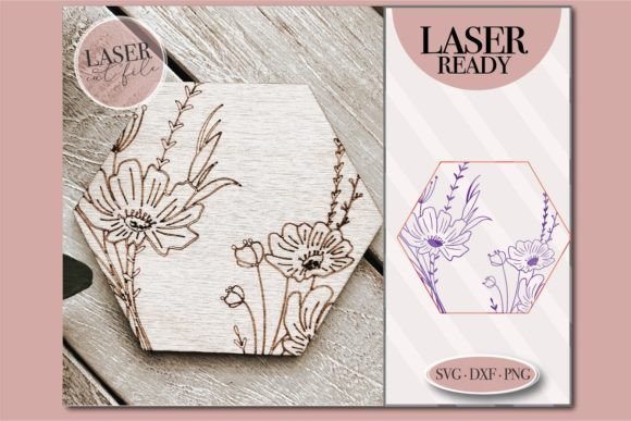 Floral Hexagon Sign SVG
