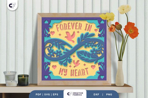 Floral Infinity Symbol 3D Shadow Box SVG