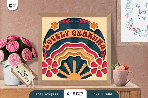 Floral Lovely Grandma 3D Shadow Box