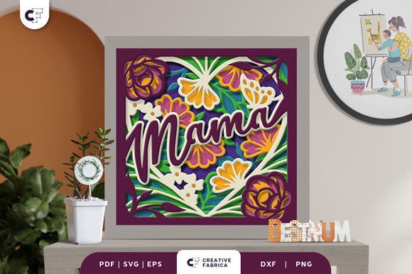 Floral Mama 3D Shadow Box Paper Cut