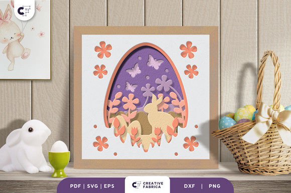 Floral Rabbit Easter 3D Shadow Box Paper