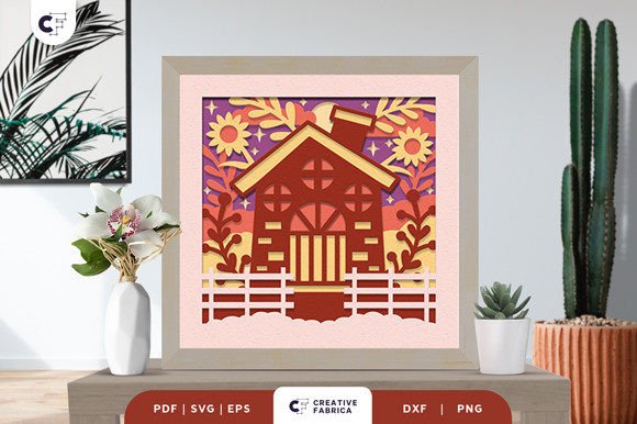 Floral Spring Home 3D Shadow Box SVG