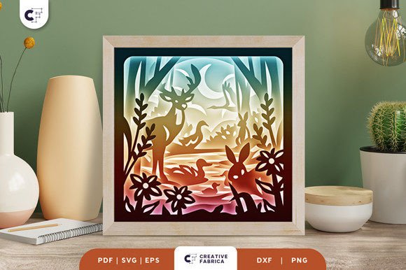 Floral Spring River 3D Shadow Box SVG