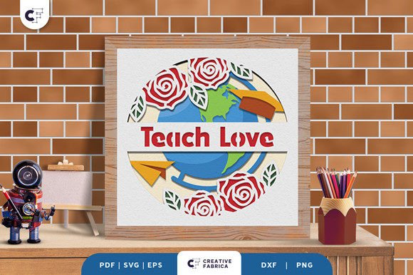 Floral Teacher 3D Shadow Box Papercut