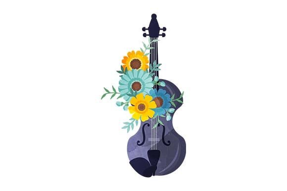 Floral Violin - Watercolor