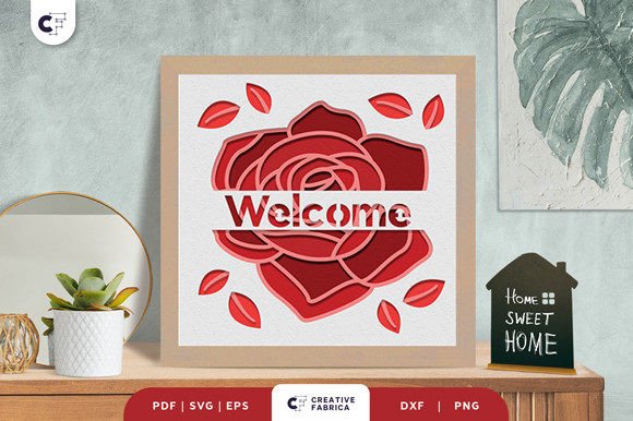 Floral Welcome Sign 3D Shadow Box