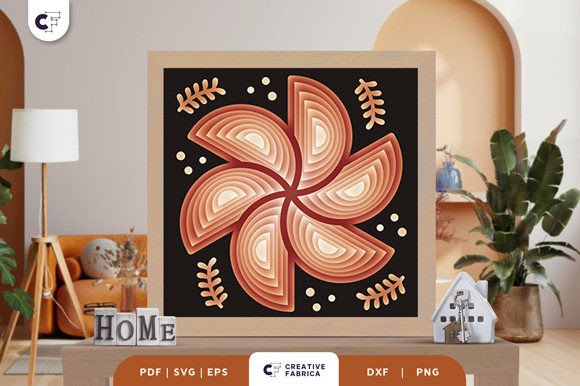 Geometric Flower Shape 3D Light Box SVG