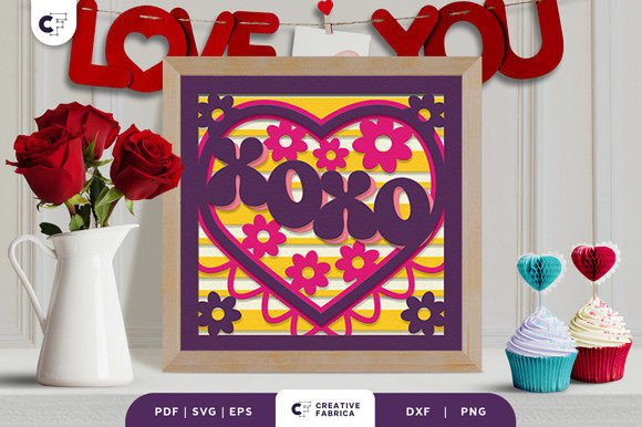Groovy XOXO Heart Shape 3D Paper Cut