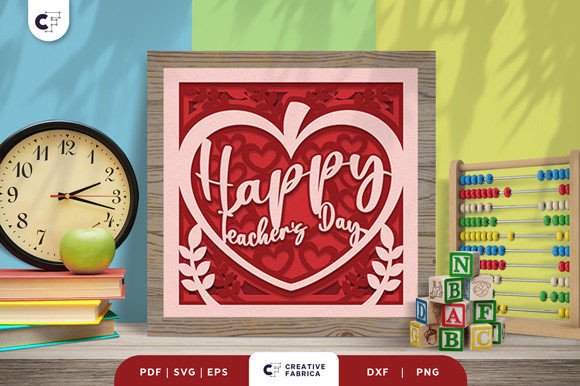 Happy Teacher’s Day 3D Paper Cut SVG