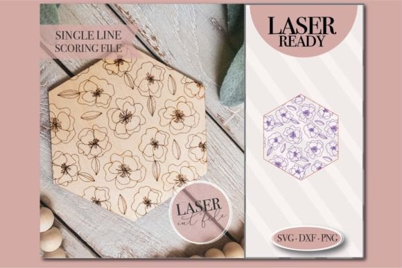 Hexagon Floral Sign Laser SVG