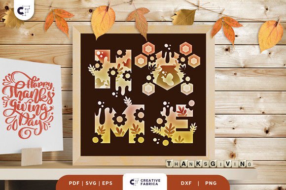 Honey Jar HOME Shadow Box Paper Cut