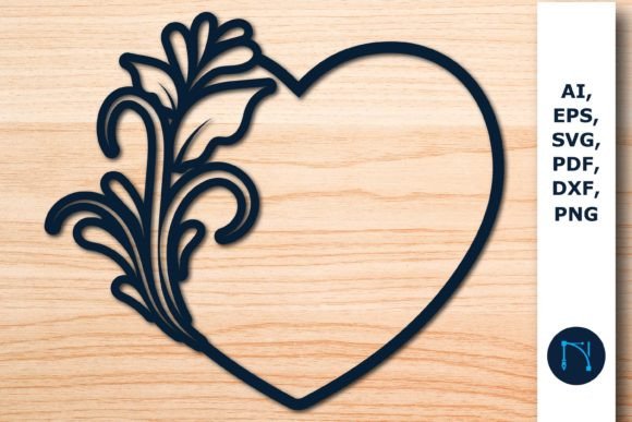 Laser Paper Cut Floral Heart SVG