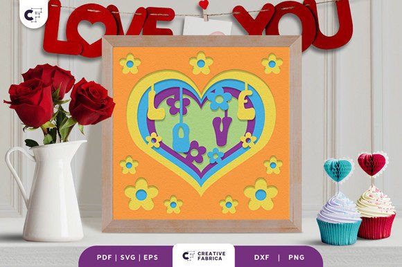 LOVE Heart Shape Shadow Box SVG