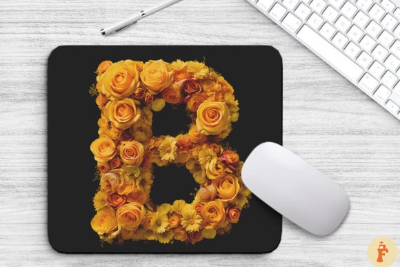 Lovely Yellow Flowers Letter B Mouse Pad