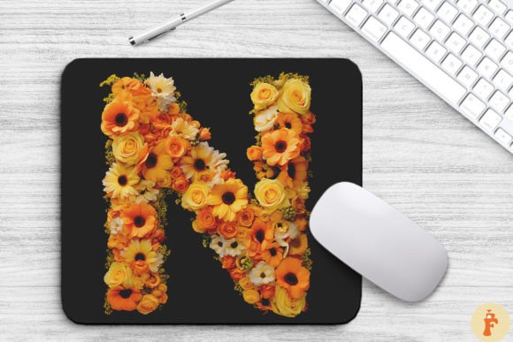 Lovely Yellow Flowers Letter N Mouse Pad