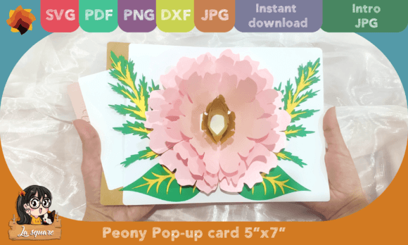 Pop-up Peony Greeting Card Template