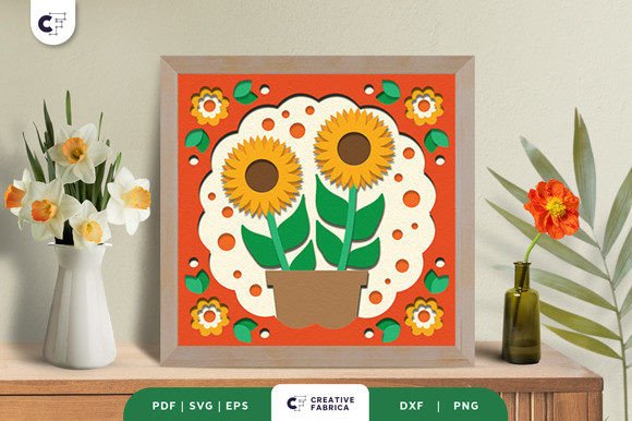 Potted Sunflower 3D Light Box Paper Cut