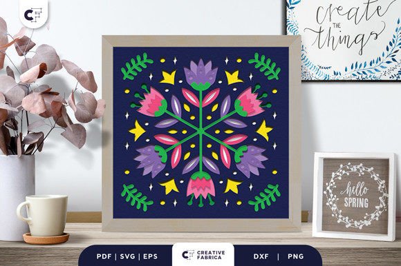 Spring Floral Folk Art 3D Shadow Box