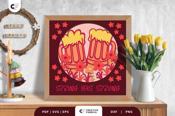 Spring Has Sprung 3D Shadow Box SVG