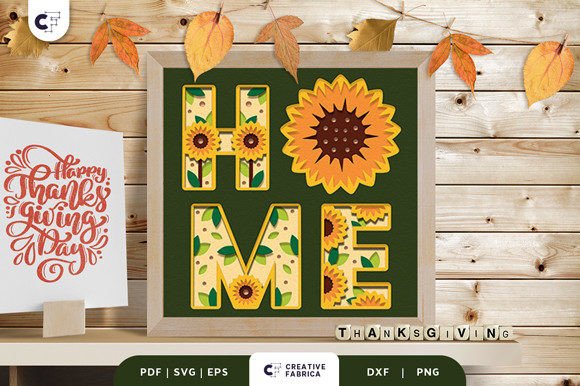 Sunflower HOME Layered Paper Cut SVG