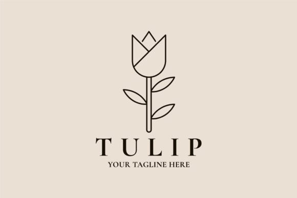 Tulip Flower Line Art Logo, Icon