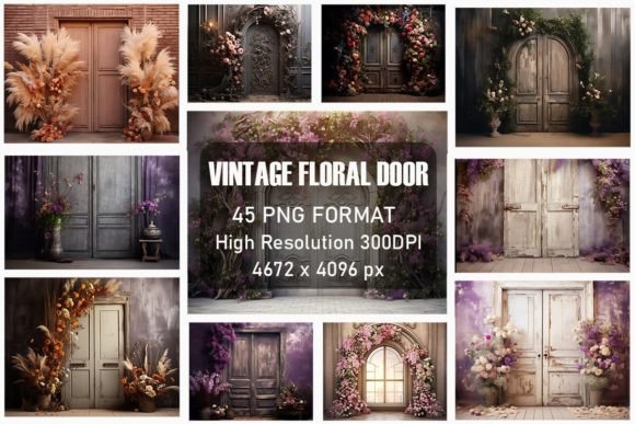 Vintage Floral Door Backdrops Bundle