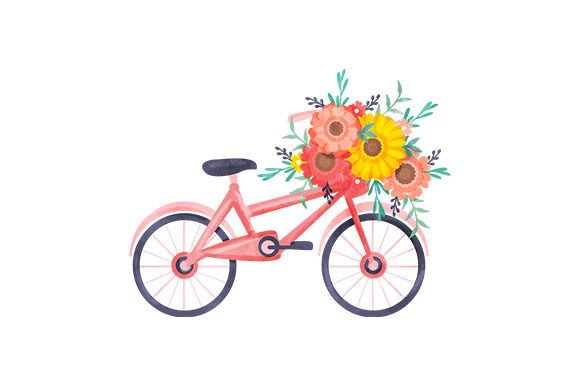 Watercolor Floral Bicycle