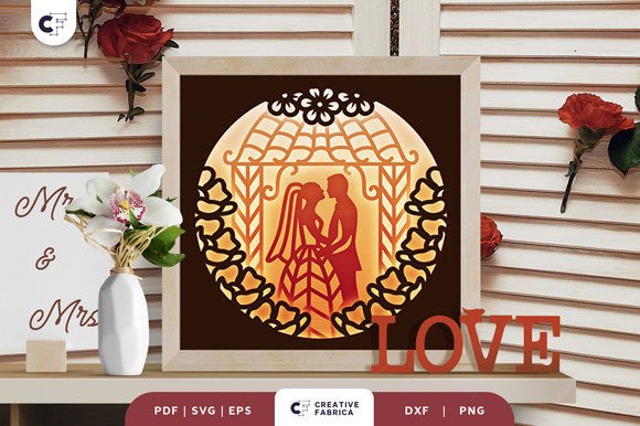 Wedding Bride and Groom 3D Paper Cut