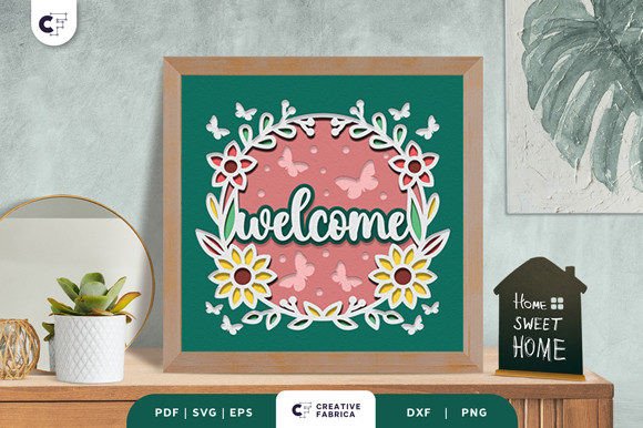 Welcome Home 3D Papercut SVG