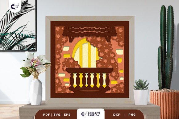 Window Flowers 3D Paper Cut SVG